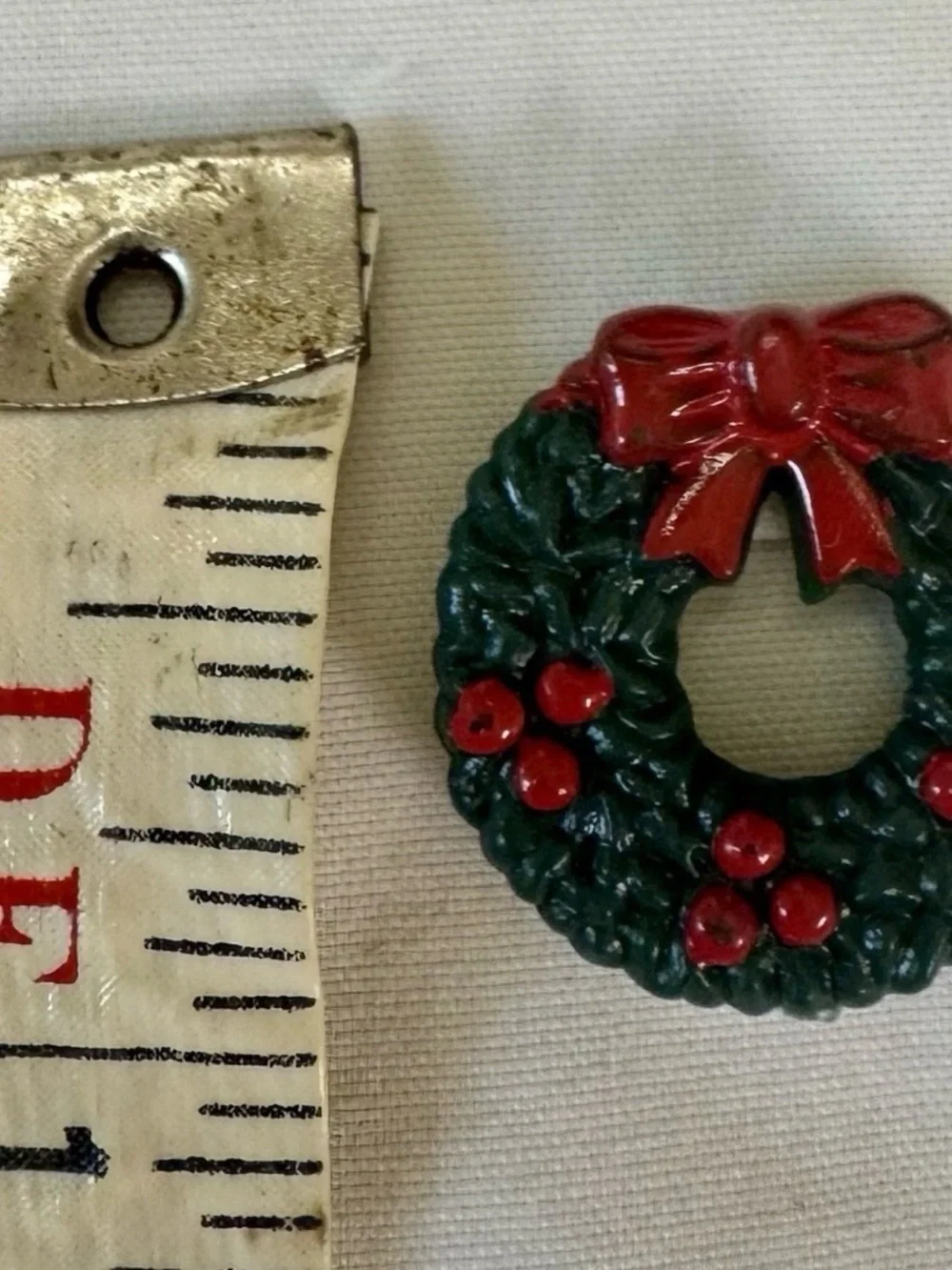 Dollhouse Holiday Wreath Charm with Red Bow Miniature dime sized for crafts